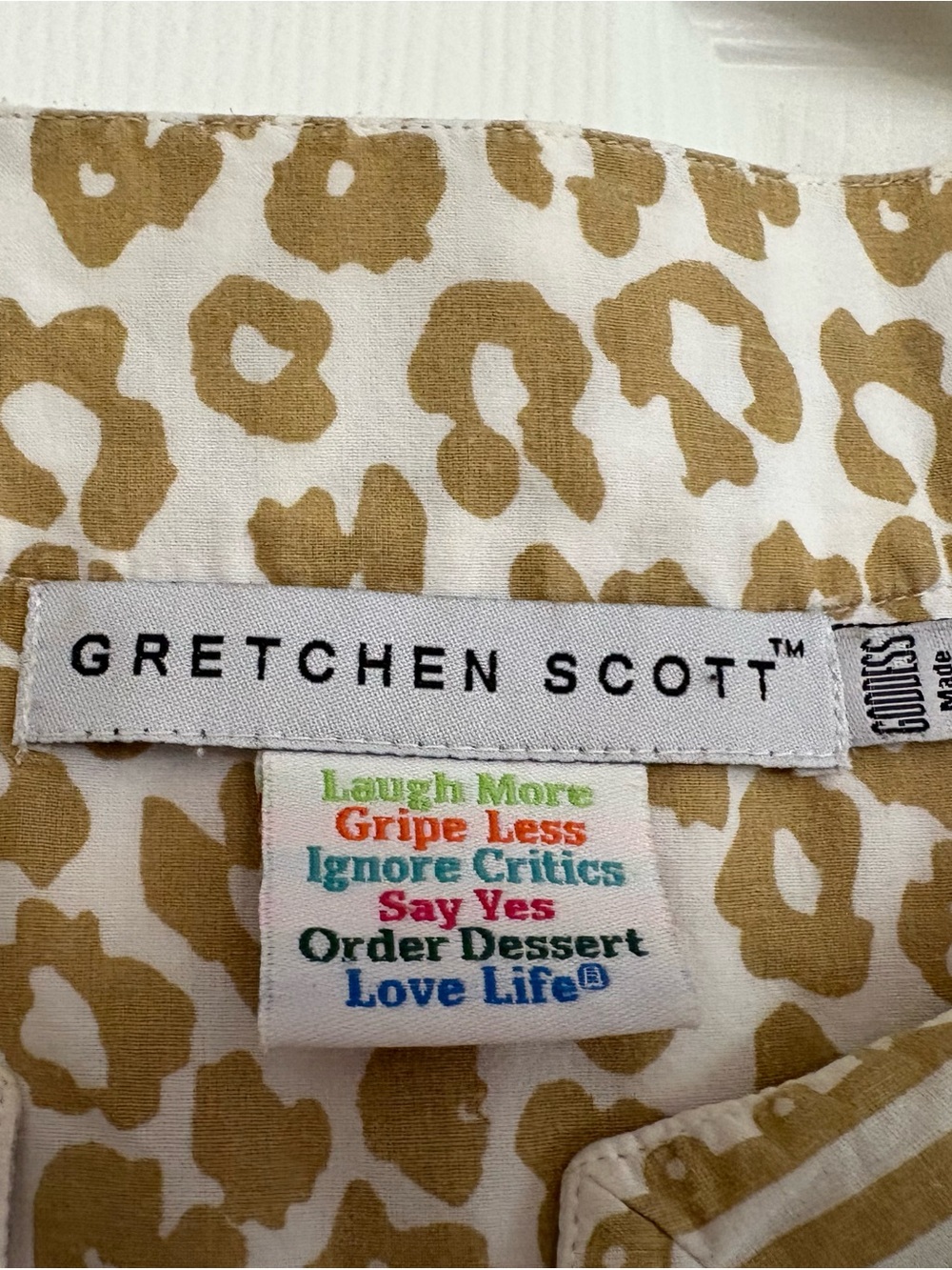 Gretchen Scott Designs White and Tan/Beige Animal-Print Tunic - Goddess - Picture 4 of 5